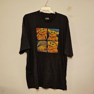 Star Wars 4XLT Black T-Shirt with Colorful Baby Yoda Panels